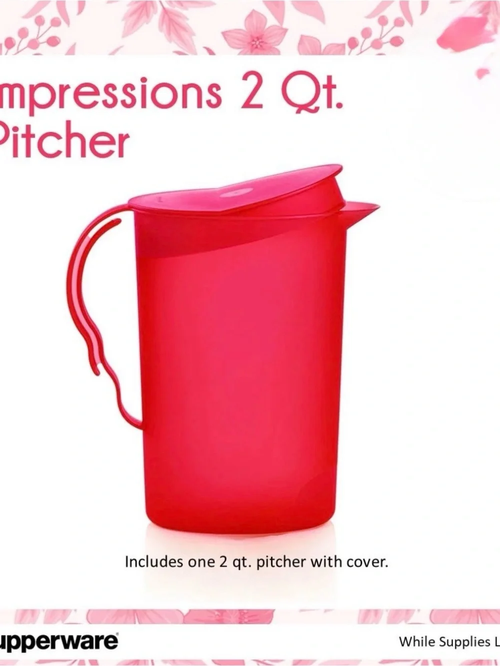 Tupperware Impressions 2qt Pitcher Red BRAND NEW